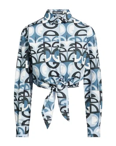 Dolce & Gabbana Woman Shirt Sky Blue Size 10 Cotton