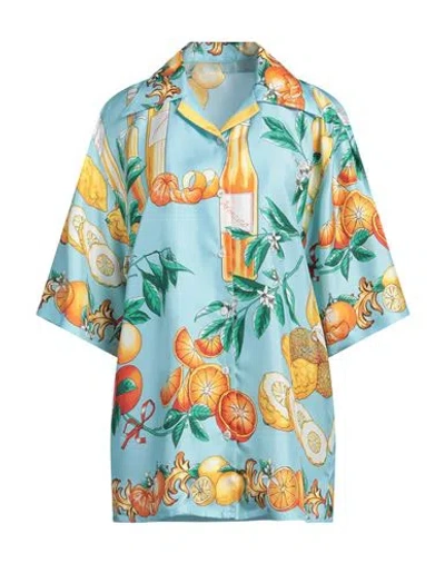 Dolce & Gabbana Woman Shirt Sky Blue Size 14 Silk