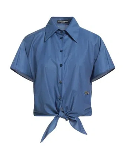 Dolce & Gabbana Woman Shirt Slate Blue Size 6 Cotton