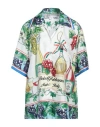 Dolce & Gabbana Multicolor Silk Wine Print Shirt Polo Top In White