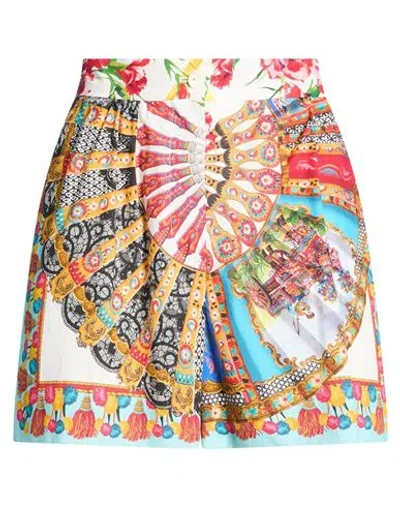Dolce & Gabbana Woman Shorts & Bermuda Shorts Sky Blue Size 10 Cotton In Multi