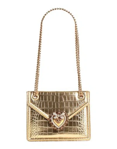 Dolce & Gabbana Woman Shoulder Bag Platinum Size - Calfskin In Gold