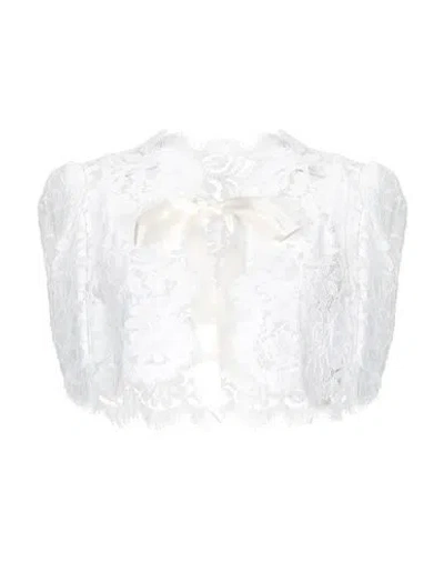 Dolce & Gabbana Woman Shrug White Size 12 Cotton, Viscose, Silk, Polyamide