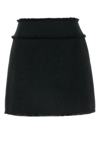 Dolce & Gabbana Black Wool Blend Mini Skirt