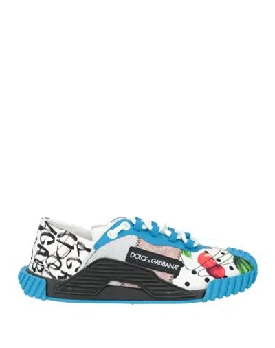 Dolce & Gabbana Woman Sneakers Azure Size 9.5 Calfskin, Polyamide, Cotton, Elastane In Animal Print