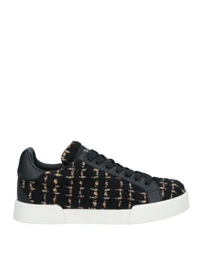 Dolce & Gabbana Woman Sneakers Black Size 5.5 Soft Leather, Textile Fibers