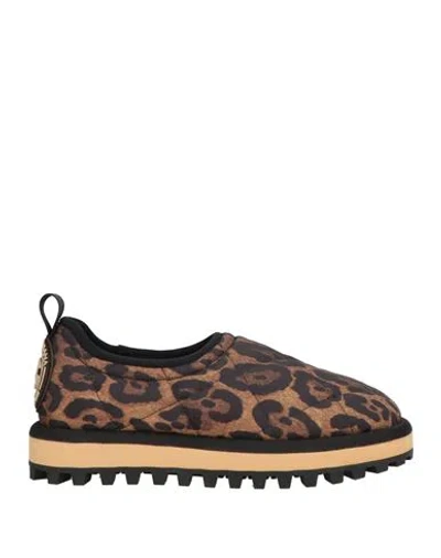 DOLCE & GABBANA DOLCE & GABBANA WOMAN SNEAKERS CAMEL SIZE 5.5 POLYESTER, VISCOSE, ELASTANE