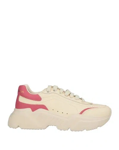 Dolce & Gabbana Woman Sneakers Cream Size 8.5 Leather In Neutral