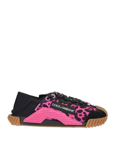 Dolce & Gabbana Woman Sneakers Fuchsia Size 6.5 Textile Fibers, Leather In Pink