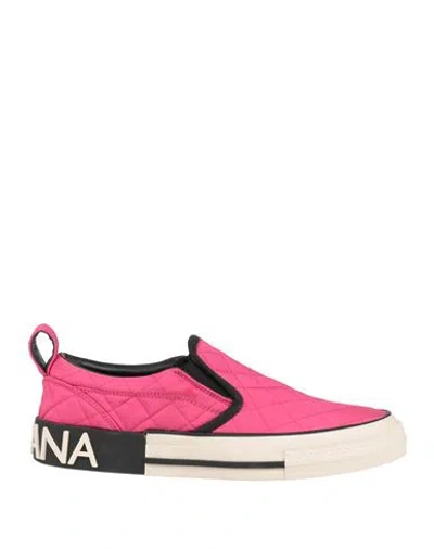 Dolce & Gabbana Woman Sneakers Fuchsia Size 8.5 Soft Leather, Textile Fibers
