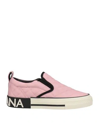 Dolce & Gabbana Woman Sneakers Pink Size 7.5 Soft Leather, Textile Fibers