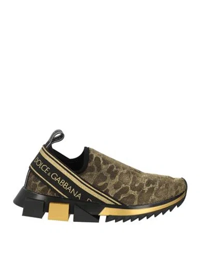DOLCE & GABBANA DOLCE & GABBANA WOMAN SNEAKERS PLATINUM SIZE 6 POLYESTER, POLYAMIDE, COTTON, VISCOSE, ELASTANE