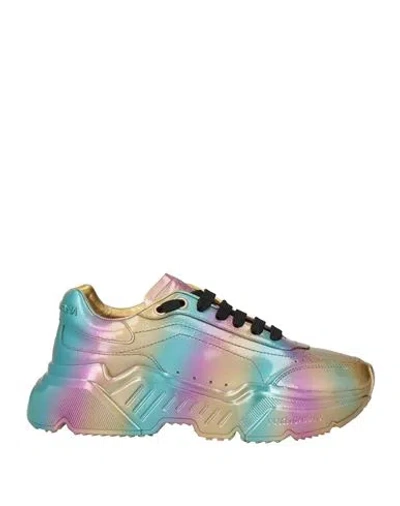 Dolce & Gabbana Woman Sneakers Platinum Size 7.5 Leather In Grey