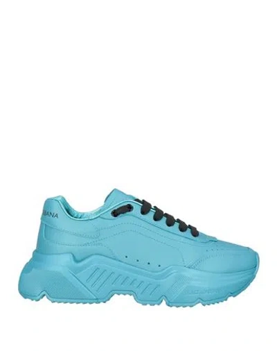 Dolce & Gabbana Woman Sneakers Turquoise Size 6.5 Calfskin In Blue