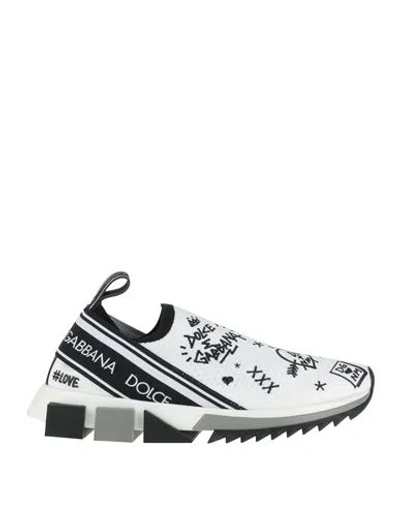 Dolce & Gabbana Woman Sneakers White Size 4 Polyester, Polyamide, Cotton, Viscose, Elastane
