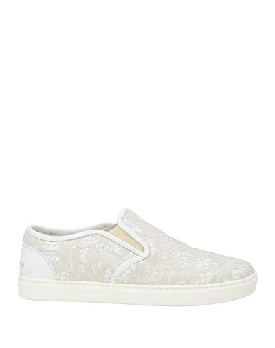 DOLCE & GABBANA DOLCE & GABBANA WOMAN SNEAKERS WHITE SIZE 5.5 TEXTILE FIBERS, LEATHER,11101448AE 11