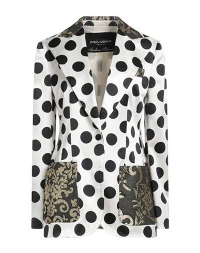 Dolce & Gabbana Woman Suit Jacket White Size 6 Silk, Acetate, Polyester, Cotton, Metallic Polyester