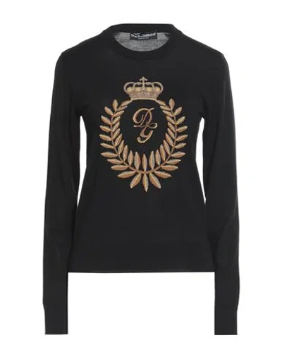 Dolce & Gabbana Woman Sweater Black Size 10 Virgin Wool, Viscose, Metallized Polyamide, Silk