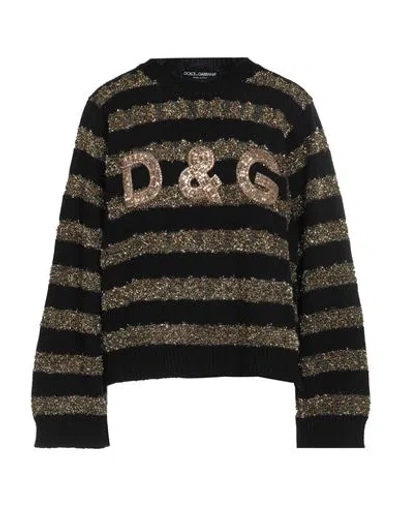 DOLCE & GABBANA DOLCE & GABBANA WOMAN SWEATER BLACK SIZE 2 CASHMERE, POLYESTER, POLYAMIDE, BRASS, GLASS