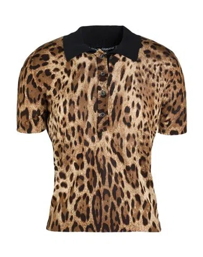Dolce & Gabbana Woman Sweater Brown Size 6 Silk In Animal Print
