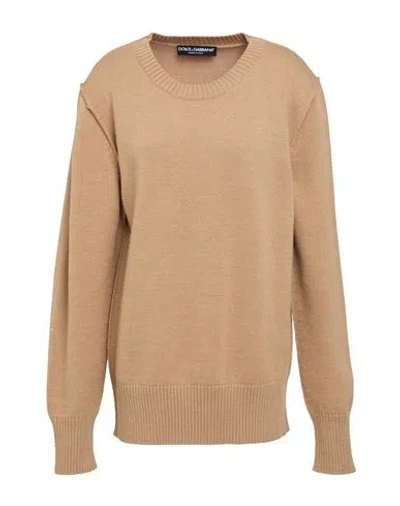 Dolce & Gabbana Woman Sweater Camel Size Xxl Virgin Wool In Orange