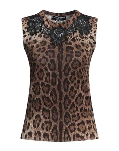 Dolce & Gabbana Woman Sweater Dark Brown Size 0 Virgin Wool, Cotton, Polyamide