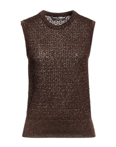 Dolce & Gabbana Woman Sweater Dark Brown Size 6 Virgin Wool, Viscose, Polyester