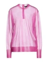 Dolce & Gabbana Metallic Tulle Blouse In Bright Pink