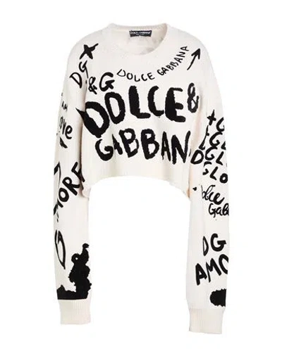Dolce & Gabbana Woman Sweater Ivory Size 12 Virgin Wool, Polyamide In White
