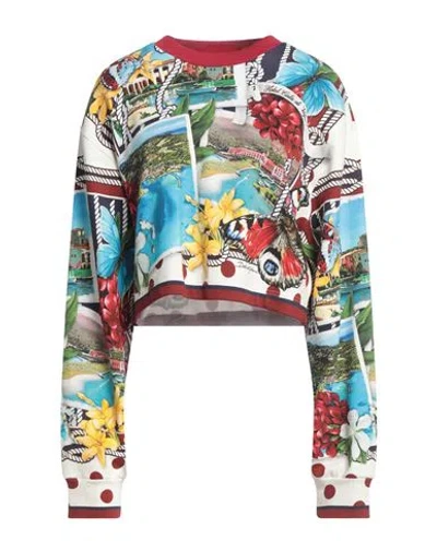 Dolce & Gabbana Woman Sweatshirt Azure Size 4 Cotton, Elastane In Blue