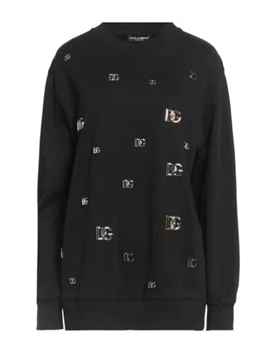 Dolce & Gabbana Woman Sweatshirt Black Size 2 Cotton, Elastane, Zamak