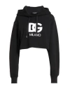 Dolce & Gabbana Cropped Jersey Hoodie With Embroidered Dg Patch In Black