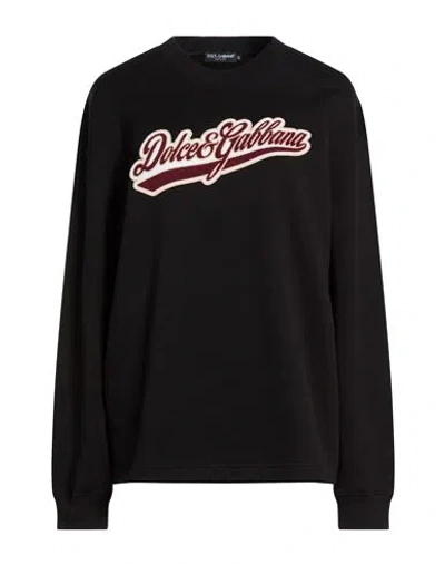 Dolce & Gabbana Black Cotton Sweatshirt With Logo Patch