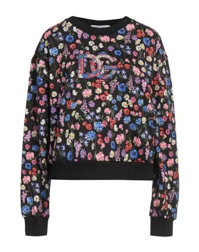 Dolce & Gabbana Woman Sweatshirt Black Size Xl Cotton, Metallic Polyester, Polyamide