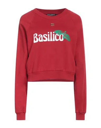 Dolce & Gabbana Woman Sweatshirt Brick Size 10 Cotton, Elastane, Zamak In Red