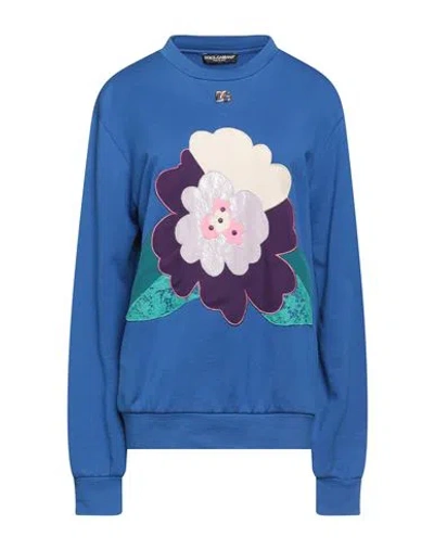 Dolce & Gabbana Woman Sweatshirt Bright Blue Size 10 Cotton