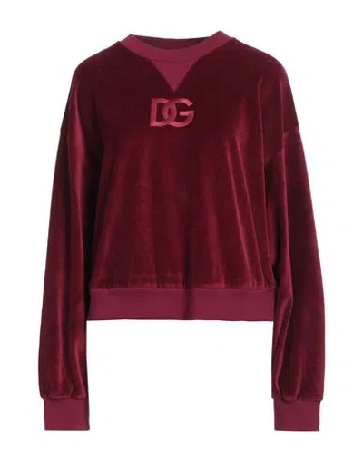 Dolce & Gabbana Woman Sweatshirt Garnet Size L Cotton, Polyamide, Elastane In Red