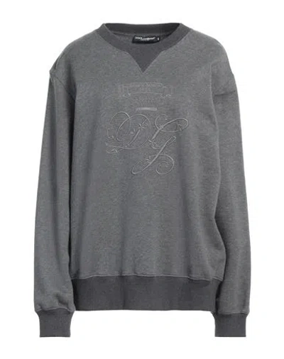 Dolce & Gabbana Woman Sweatshirt Grey Size 10 Cotton, Cashmere, Elastane, Polyester