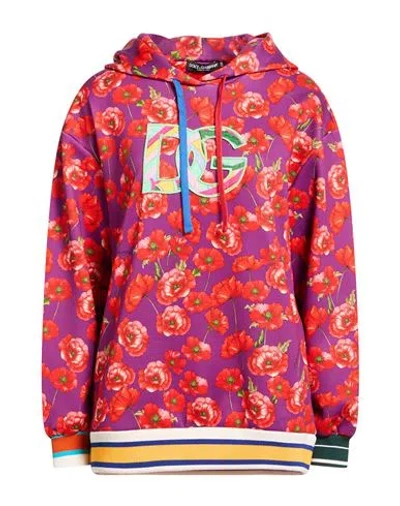 Dolce & Gabbana Woman Sweatshirt Mauve Size S Polyester, Elastane, Cotton, Metallic Polyester, Silk In Multi
