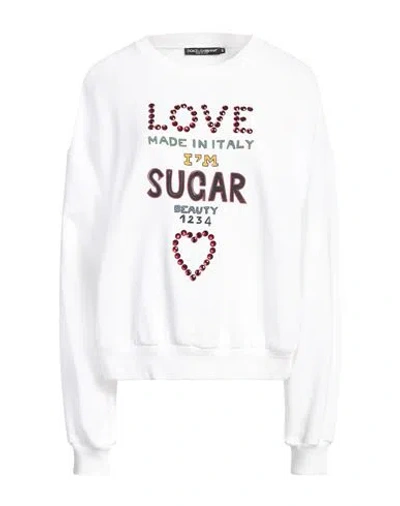 DOLCE & GABBANA DOLCE & GABBANA WOMAN SWEATSHIRT WHITE SIZE 4 COTTON, POLYURETHANE, RESIN, ELASTANE