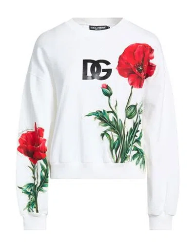 Dolce & Gabbana Woman Sweatshirt White Size S Cotton, Polyester, Polyurethane, Elastane
