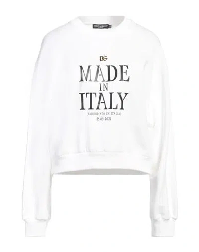 Dolce & Gabbana Woman Sweatshirt White Size Xxs Cotton, Elastane, Polyurethane, Bronze