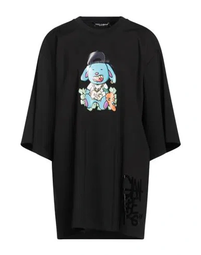 Dolce & Gabbana Woman T-shirt Black Size 4 Cotton, Polyamide, Elastane, Polyurethane