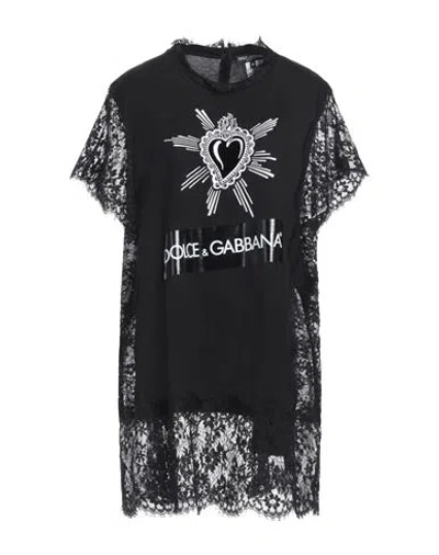 Dolce & Gabbana Woman T-shirt Black Size 4 Cotton, Polyamide, Viscose, Polyester