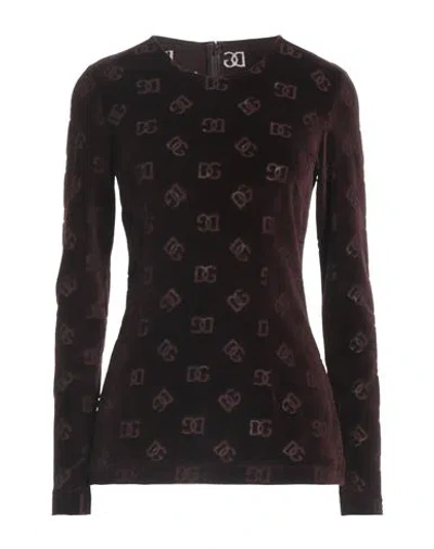 Dolce & Gabbana Woman T-shirt Dark Brown Size 8 Cotton
