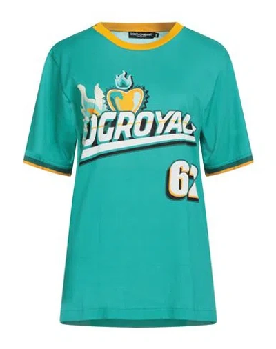 Dolce & Gabbana Woman T-shirt Deep Teal Size 10 Cotton In Green