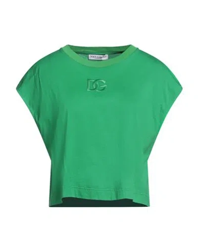 Dolce & Gabbana Woman T-shirt Green Size 14 Cotton