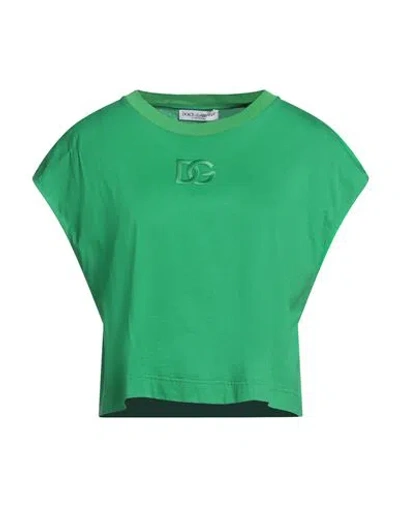 Dolce & Gabbana Woman T-shirt Green Size 8 Cotton