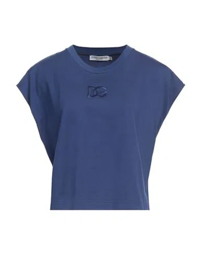 Dolce & Gabbana Woman T-shirt Midnight Blue Size 10 Cotton