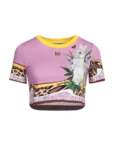 Dolce & Gabbana Woman T-shirt Purple Size 0 Cotton, Zamak
